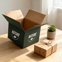 Cajas de Cartón Corrugado Rígido Ecológicas y Sostenibles con Motivo de Hojas Blancas para Envío de Alimentos Orgánicos y Embalaje de Regalos