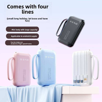 Batterie externe ultra-fine 10000 mAh, charge rapide 2A 10W Type-C, 4 câbles intégrés, écran LED, cordon, chargeur portable pour voyage