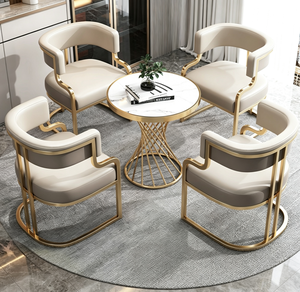 Silla Moderna de Metal para Salón de Uñas, Silla Tapizada con Acabado Dorado, Asiento de Descanso para Comedor o Salón - Product Image 4