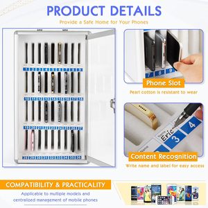 Gabinete de Almacenamiento de Aleación de Aluminio con 36 Ranuras <span class=keywords><strong>para</strong></span> Teléfonos <span class=keywords><strong>Celulares</strong></span>, Montable en Pared con Cerradura, Portátil - Product Image 4