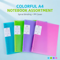 Cahier de notes A4 à spirale en plastique PP 30 trous avec 60 feuilles reliure à spirale à couverture rigide pour l'école