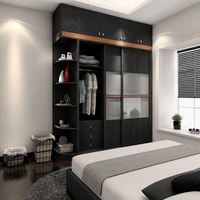 Armoire de chambre à coucher moderne en bois avec tiroirs et miroir, armoire de rangement à 4 portes, meubles de chambre à coucher pour la maison et l'hôtel