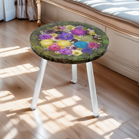 Mini table basse personnalisée artisanale en résine véritable fleur sèche intégrée dans de la résine petite table ronde pour meubles de maison