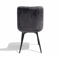 Chaise de salle à manger en velours de luxe nordique avec pieds en métal noir, siège rembourré doux pour restaurant, salon et mobilier d'hôtel