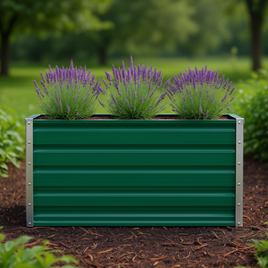 แปลงปลูกผักยกพื้นเหล็กชุบสังกะสี ขนาด 39.4x39.4x17.7 ซม. สีเขียว สำหรับปลูกผักและดอกไม้ - Product Image 2