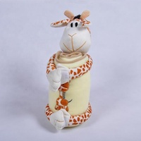 Jouet en peluche avec couverture pour bébé, ensemble d'animaux en peluche, jouet molletonné pour bébé, girafe avec canard en peluche, couverture
