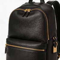 Sac à dos de luxe personnalisé en cuir PU grainé avec détails en métal doré, sac à dos quotidien tendance pour femmes, service ODM pour les vendeurs Shopify