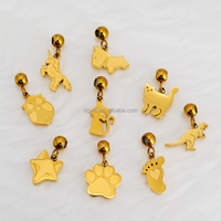 Breloque coulissante personnalisée en acier inoxydable plaqué or 18 carats PVD, mini-breloques animaux, fruits, vie marine, pendentif pied de bébé pour bracelet et collier DIY