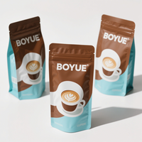 Sachet de café imprimé sur mesure en gros, pochette verticale pour emballage de grains avec valve de dégazage unidirectionnelle et fermeture éclair en feuille de Mylar