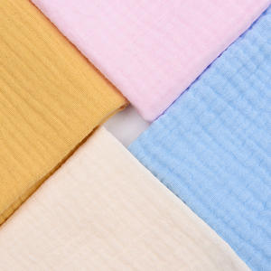 Vente en gros de rouleaux de crêpe <span class=keywords><strong>pour</strong></span> bébé, froissage uni teint couleur unie 100gsm 152cm de largeur <span class=keywords><strong>mousseline</strong></span> douce 100% coton tissu Double gaze/ - Product Image 5