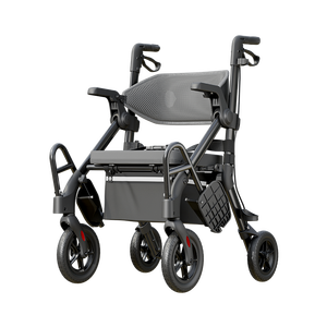 軽量ローレーターウォーカー調節可能なシート折りたたみ式アルミフレーム4輪ウォーキングモビリティエイド高齢者用 - Product Image 1