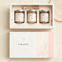 Maßgefertigte Goldfolie Logo Honigglas Kerzen-Verpackung Trio-Set Geschenkbox 3er-Pack Getränke-Set Verpackungsbox