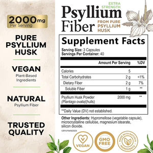 Capsules de fibres de psyllium de haute qualité, extra-fortes, complément alimentaire naturel pour la digestion et la régularité. - Product Image 4