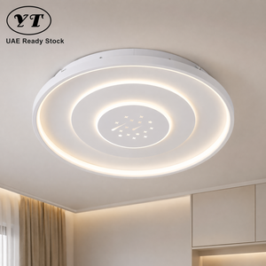 โคมไฟเพดาน LED ทรงกลมทันสมัย ​​อะคริลิคเหล็กติดพื้นผิวสามสีสำหรับห้องนอนห้องนั่งเล่นตกแต่งบ้านในร่ม - Product Image 1