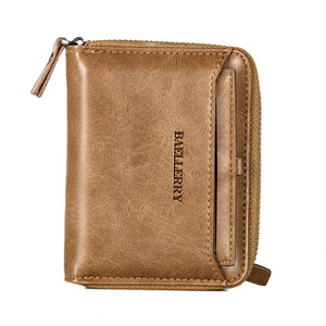 กระเป๋าสตางค์ผู้ชายแบบบาง Oem Card Holder, กระเป๋าสตางค์ผู้ชายดีไซน์เนอร์แบบบางป้องกัน RFID, กระเป๋าสตางค์หนังผู้ชายแบบซิปรอบ - Product Image 1