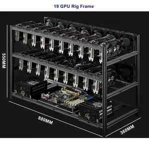 12 GPUs खुली हवा ग्राफिक्स कार्ड रिग मामले काले एल्यूमीनियम Stackable 6 8 14 16 19 GPU रिग फ्रेम रैक