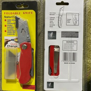 Folding Utility Knife Red Stainless Steel Blade Quick Change Portable Office Tool Set - Product Image 4