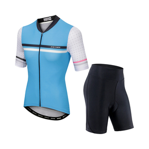 Completo Estivo Reversibile da <span class=keywords><strong>Ciclismo</strong></span> per Donna Taglie Forti Maglia e Pantaloncini Elastici a Manica Corta con Tasca Posteriore Traspirante Personalizzabile - Product Image 1
