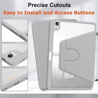 Étui intelligent pour tablette avec coque arrière transparente et support rotatif à 360 degrés pour iPad A16 11 pouces 2025 et iPad 10e génération 10,9 pouces