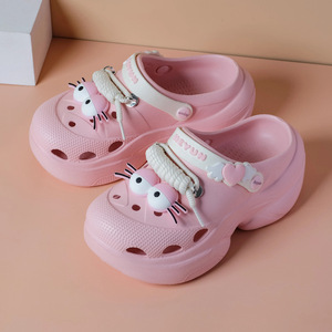 Sandalias Crocs Meyun para Mujer, Suela Gruesa, Aumentan la Altura, Perforadas, Diseño de Ojos Grandes de Dibujos Animados, para Playa, Verano y Uso en Exteriores - Product Image 3