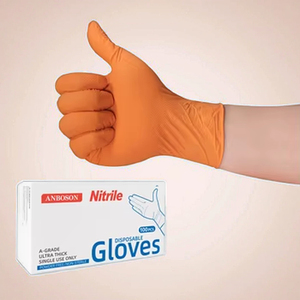 Gants en nitrile orange pour la manipulation des produits chimiques, confortables, imperméables, durables, épais, sans poudre, jetables, sans <span class=keywords><strong>latex</strong></span>, <span class=keywords><strong>contact</strong></span> <span class=keywords><strong>alimentaire</strong></span> - Product Image 1