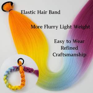 Extensions <span class=keywords><strong>de</strong></span> cheveux pour tresses arc-en-ciel <span class=keywords><strong>de</strong></span> 26 pouces, extensions <span class=keywords><strong>de</strong></span> <span class=keywords><strong>queue</strong></span> <span class=keywords><strong>de</strong></span> <span class=keywords><strong>cheval</strong></span> synthétiques ombrées avec lien élastique pour festival - Product Image 4