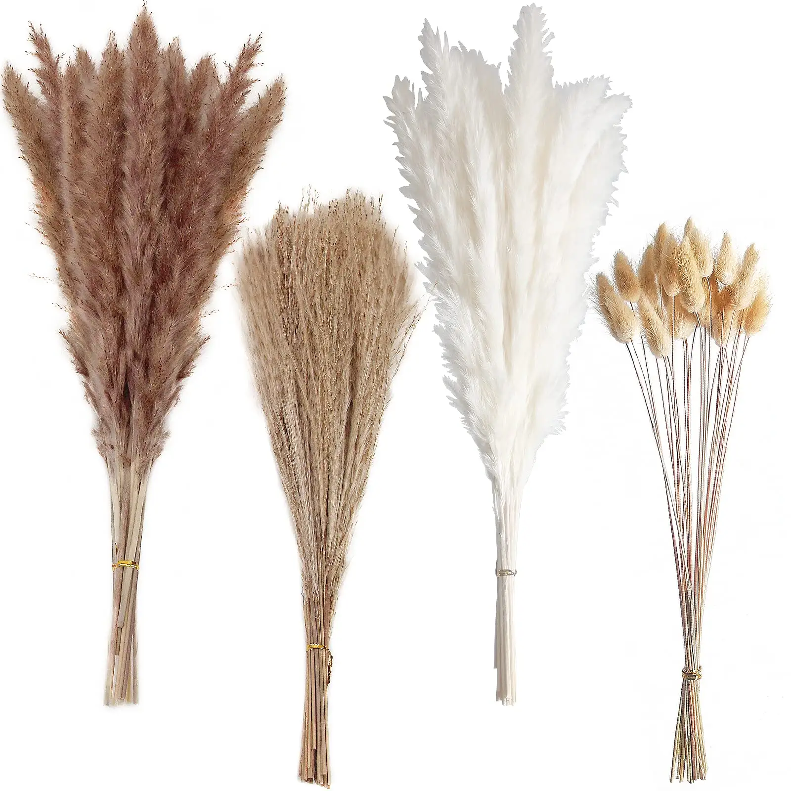 100PCS Boho Pampas Gras Set dekorative getrocknete Blumen und Pflanzen getrocknete Blume Herzstück Bulk Bouquet für Home Decoration