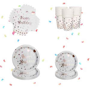 DAMAI - Vajilla Desechable Rosa y Dorada para Fiestas, Platos, Servilletas y Vasos de Papel Rosa, Tenedores, Cuchillos y Cucharas de Plástico Rosa para Fiestas de Cumpleaños - Product Image 5