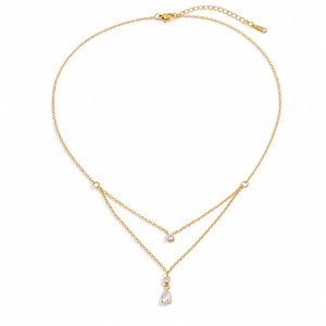 Collar Lariat Delicado Chapado en Oro <span class=keywords><strong>de</strong></span> 18K SUMMLY con Colgante <span class=keywords><strong>de</strong></span> Flor y Lágrima <span class=keywords><strong>de</strong></span> Circonita Transparente, Joyería Elegante para Mujer, Ideal para Citas y Bodas - Product Image 4