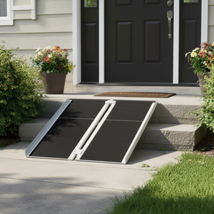 Aluminum <b>Mobility</b> Ramp 6ft Black Anti Slip Folding For Doorway <b>Steps</b> Access - Product Image 2