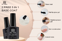 ICE NOVA 2-Free French Base 5-in-1 HEMA Free TPO Free Gel Nail Polish Base Coat/Top Coat dan Nail Polish Base Coat/Top Coat