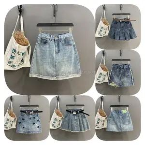 Grosir rok denim mini seksi kancing baju rok mini modis kasual musim panas baru