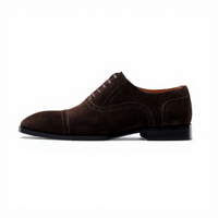 Chaussures Oxford Richelieu en daim marron foncé pour hommes, en cuir pleine fleur italien, semelle en caoutchouc plate antidérapante, pour occasions formelles, affaires, mariages, luxe