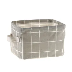 Mini cesta portátil impermeable de tela, cesta pequeña para almacenamiento de escritorio, artículos de escritorio