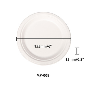 Assiettes rondes biodégradables en pulpe de canne à sucre 8g, assiettes jetables pour fêtes - Product Image 4