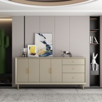 Buffet de cuisine moderne et minimaliste, finition mate, armoire de rangement avec poignées dorées pour salon et couloir