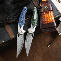 Couteau pliant artisanal en acier Damas du Japon, manche G10, acier inoxydable, pour survie tactique en extérieur, camping, personnalisable OEM