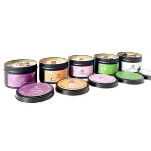 Custom Natural Healing Stones Hand Made Soy Private Label Candles Luxury Lids Metal Crystal Tin Matte Jar Woodwick Candle