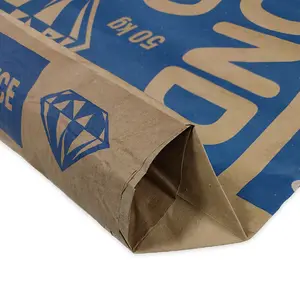 50kg Cement Paper Bag Custom 25kg 50kg Paper Kraft Sack Valve Paper Bag Kraft Cement Paper Bag