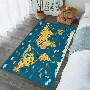 Tappeto in Poliestere Ecologico Antiscivolo con Mappa del Mondo Stampata per l'Apprendimento Domestico dei Bambini - Product Image 3