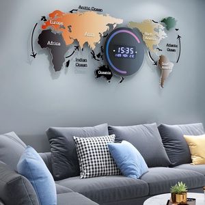 Wholesale Custom Premium Creative Acrylic World Map <strong>Silent</strong> <strong>Clock</strong> for Living Room Office Background <strong>Wall</strong> Decorative Mural - Product Image 4