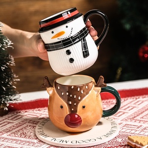 Novedad de Navidad 2026: Taza de Café 3D de Cerámica Personalizable con Diseño de Papá Noel y Muñeco de Nieve, Ideal para Regalo Navideño Infantil o Cesta de Navidad - Product Image 2