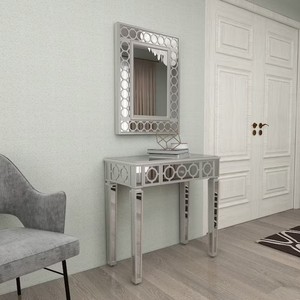 Meubles de maison en verre Table <span class=keywords><strong>console</strong></span> <span class=keywords><strong>moderne</strong></span> à miroir gris avec tiroir simple - Product Image 6