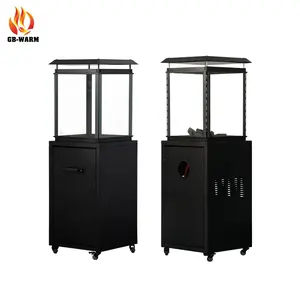 Outdoor Infrared Patio Heater Stand with Visible Flames Rectangle-shaped Gas Fire Pit Burner LPG Fuel Garden Warming Propane Gas