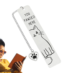 Bookmaker in metallo con pendente <span class=keywords><strong>zampa</strong></span> di gatto unico segno "hai pedinato qui" segnalibro animale per amanti di libri e gatti - Product Image 2