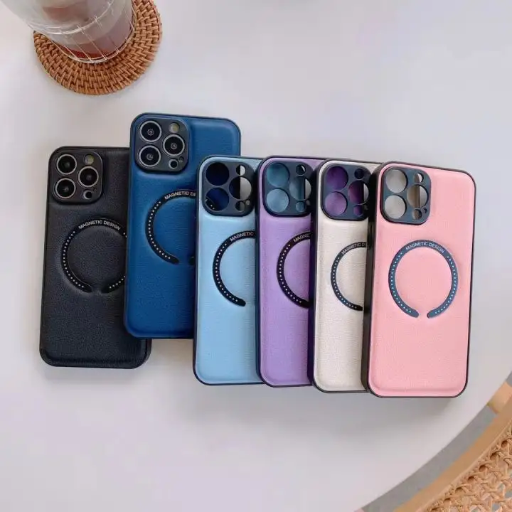 Fashion Simple Magnetic Leather Phone Case For iPhone 14plus 13Pro 12promax 11 XS XR XSmax Shockproof Protect Phone Case Cover