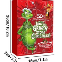 Noel Advent Geri Sayım Takvimi 2026 24 Koleksiyonluk Sürprizler 2D Düz Akrilik Yeşil Bebek Dekor Masaüstü Hediyesi