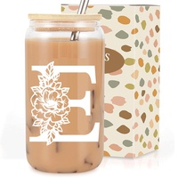 Internet Celebrity 500ml Tasse en verre au design classique avec couvercle en paille pour boissons froides pour la fête Tasse à jus/coke
