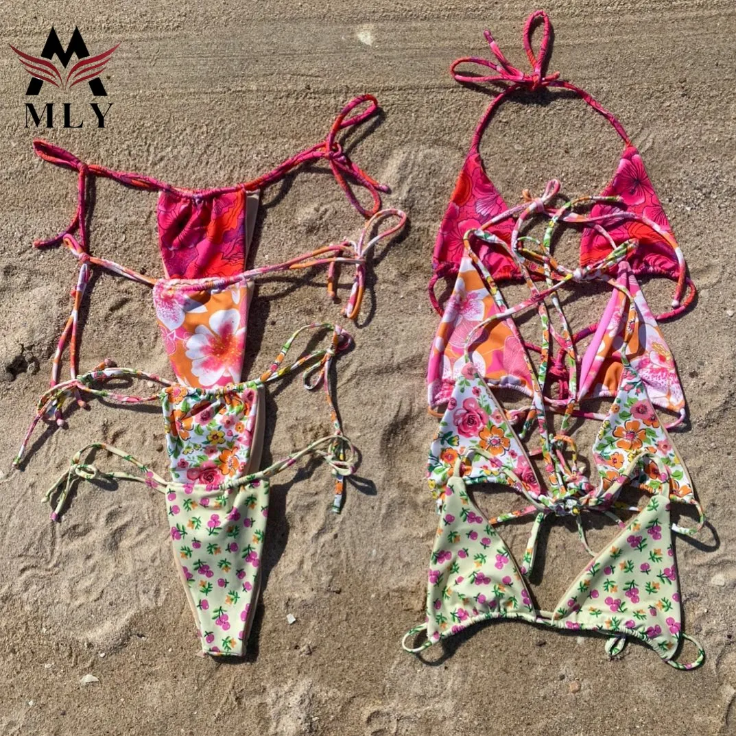 MLY 2024 neueste individuelle sexy Cross Tie Up Bikini Jacquard Stoff Bademode