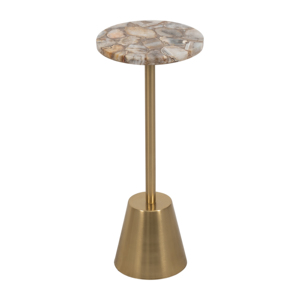 <b>Round</b> <b>Side</b> <b>Table</b> With Agate Top Metal Base For Small Space Decor - Product Image 3